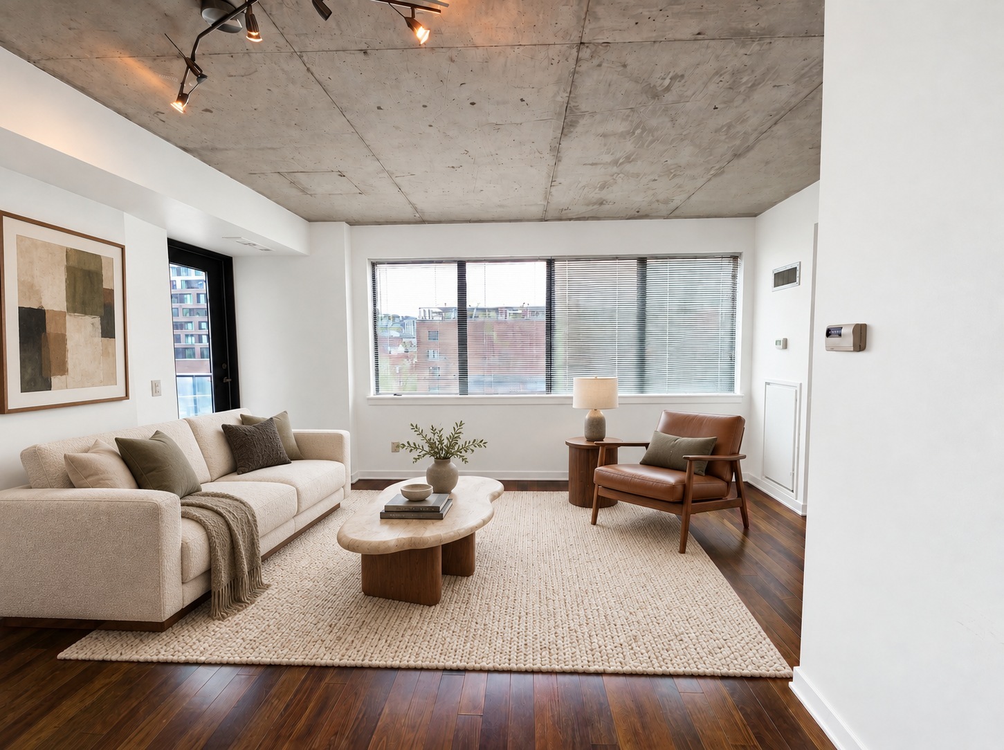 Living room. Staged using AI · Planned paint preview.